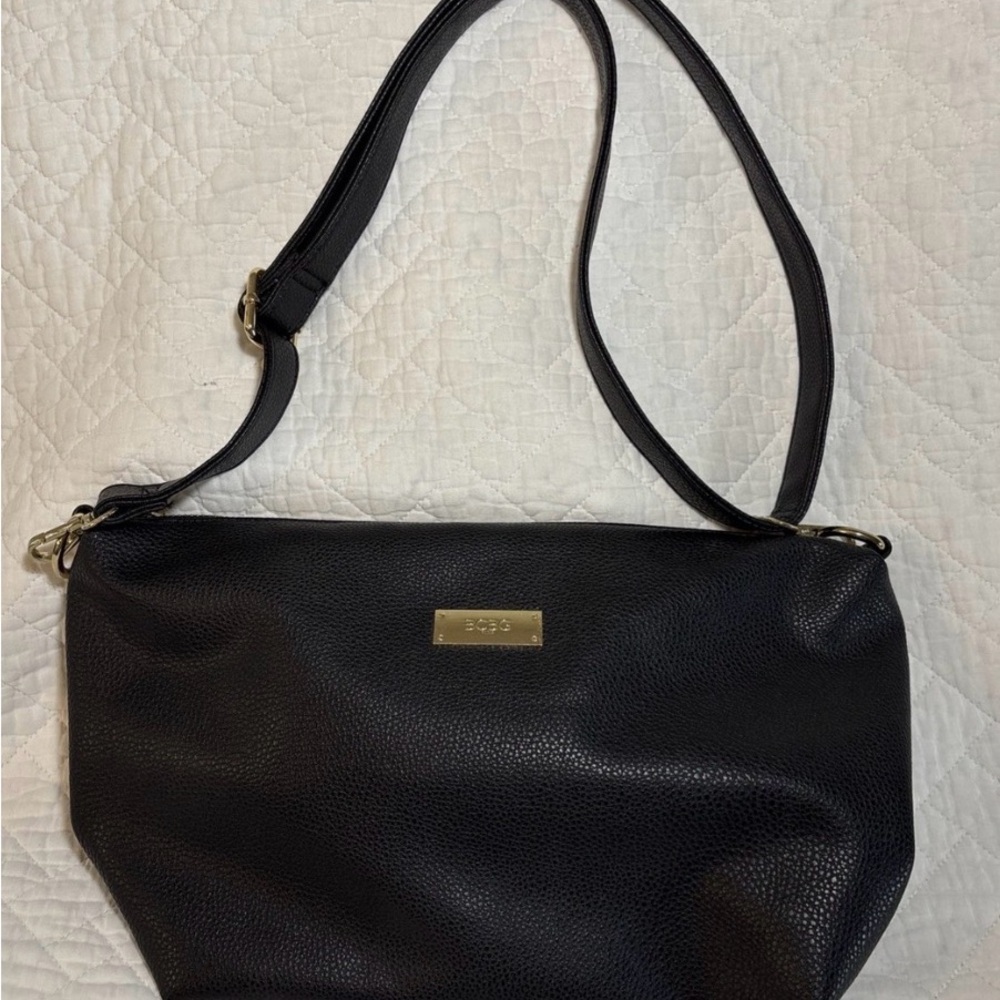 BCBG Black Crossbody Bag with Gold Hardware